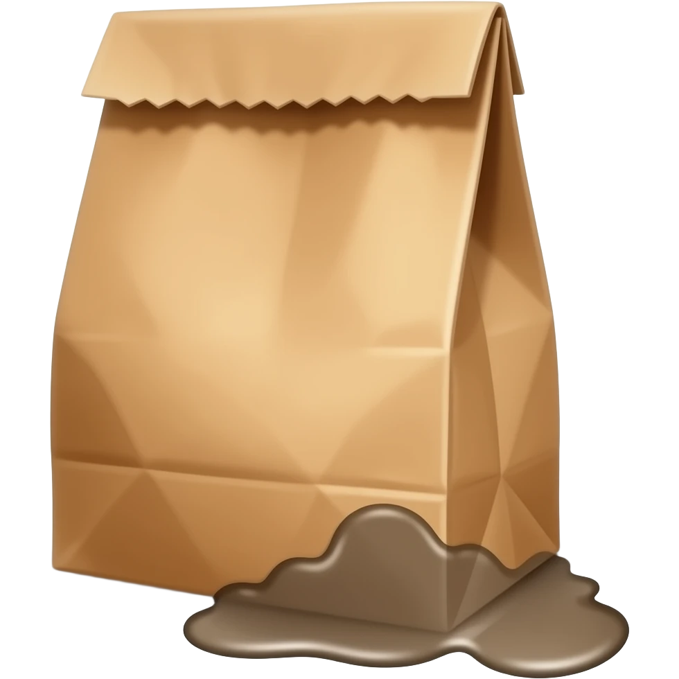 serrated edge on top of a paper brown bag not closed with vomit inside emoji