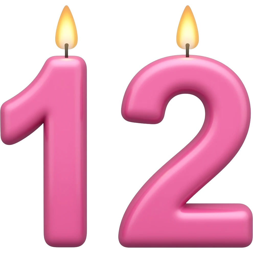 pink number 12 candle emoji