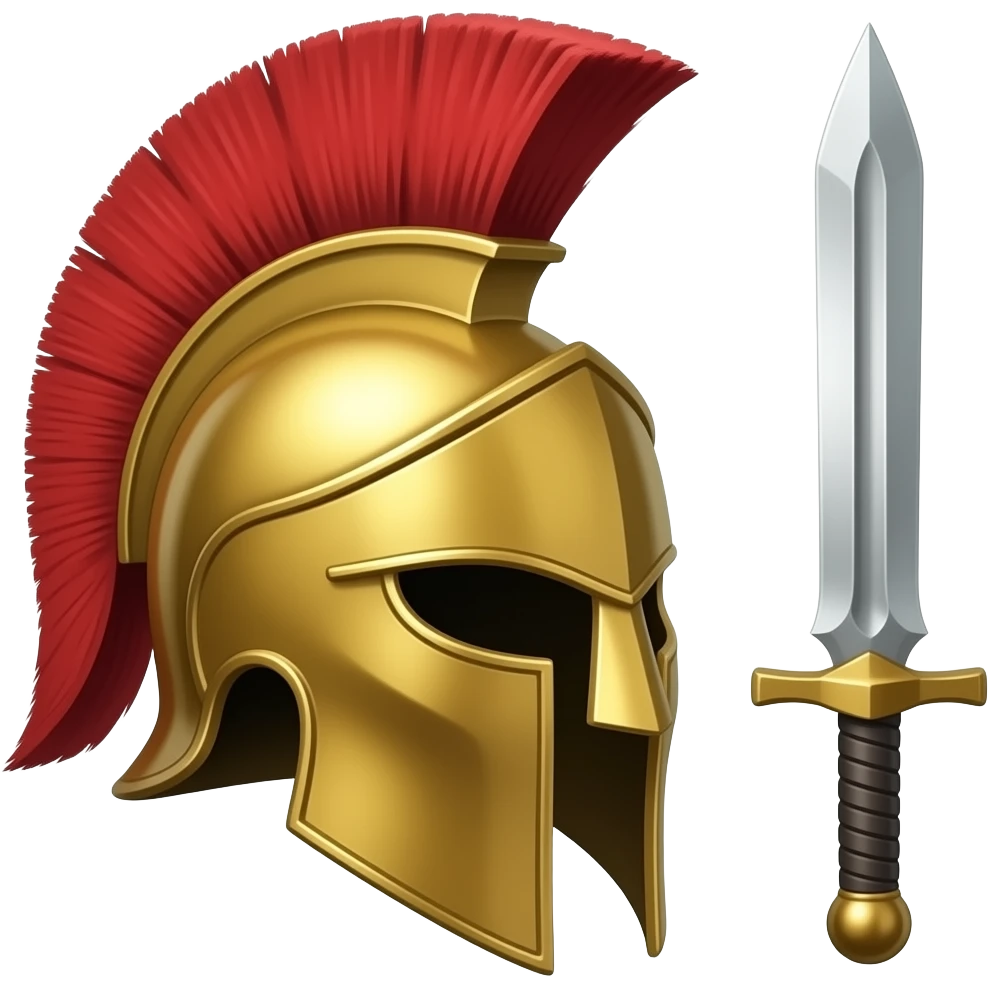 Make a Spartan Helmet emoji with a sword emoji