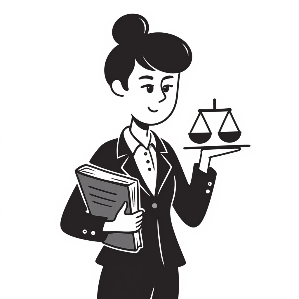 A female lawyer with a book and scales emoji