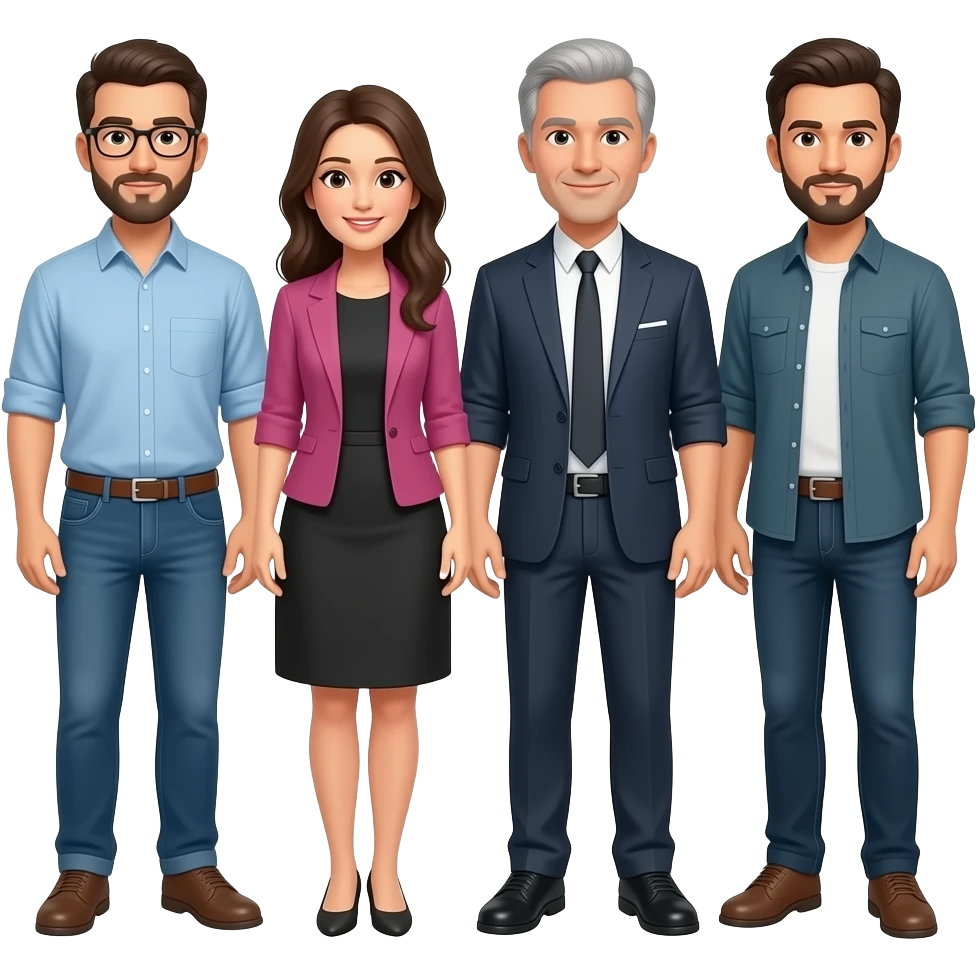 4 men and 1 woman emoji
