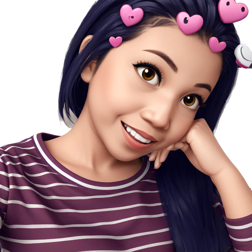 smiling girl in striped shirt emoji