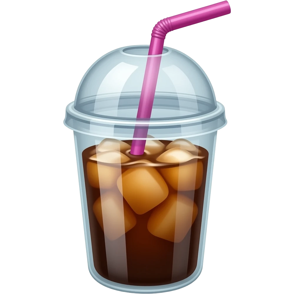 Iced coffee to go cup with lidand pink straw emoji