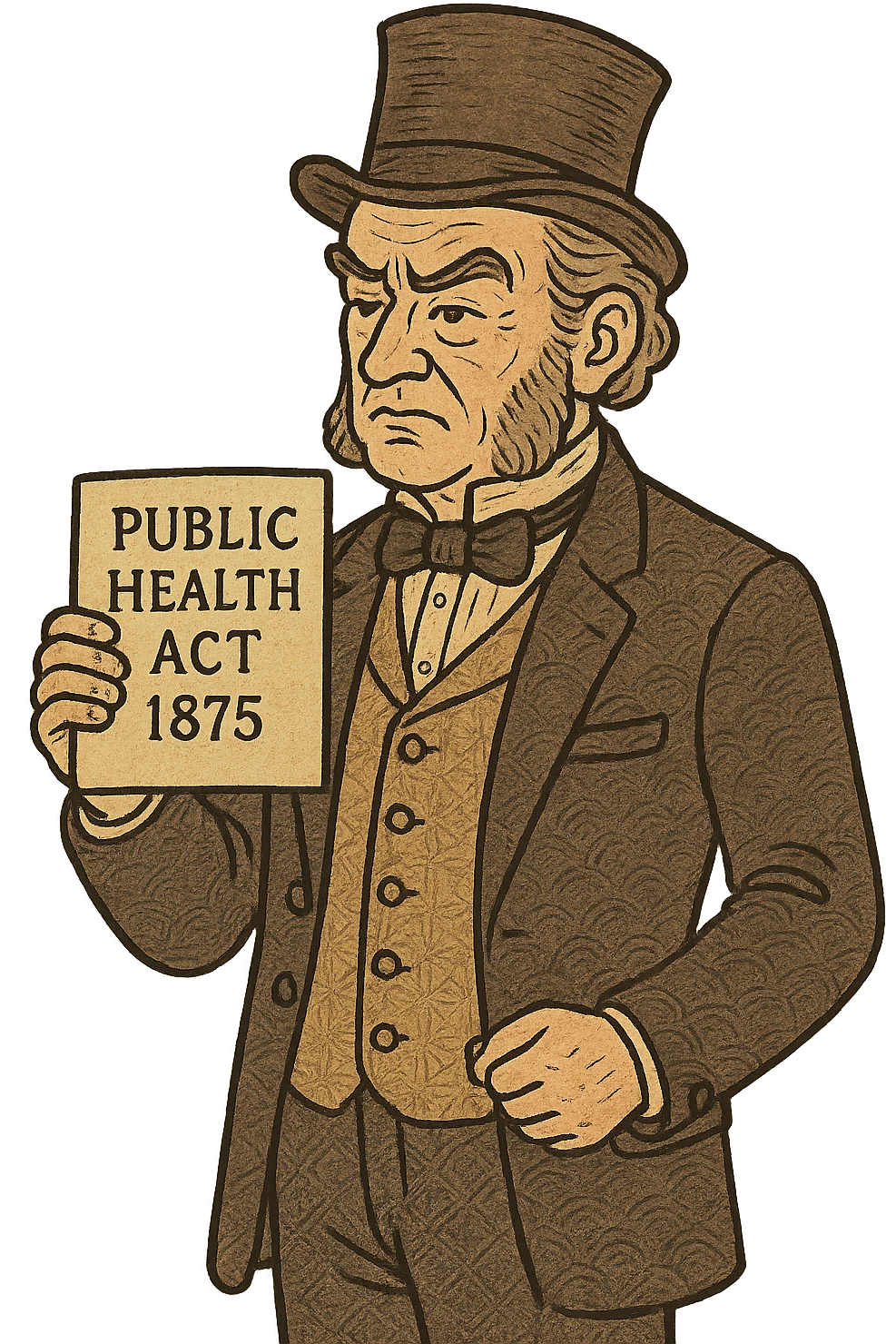 Victorian politician holding a new law saying Public Health Act 1875 emoji