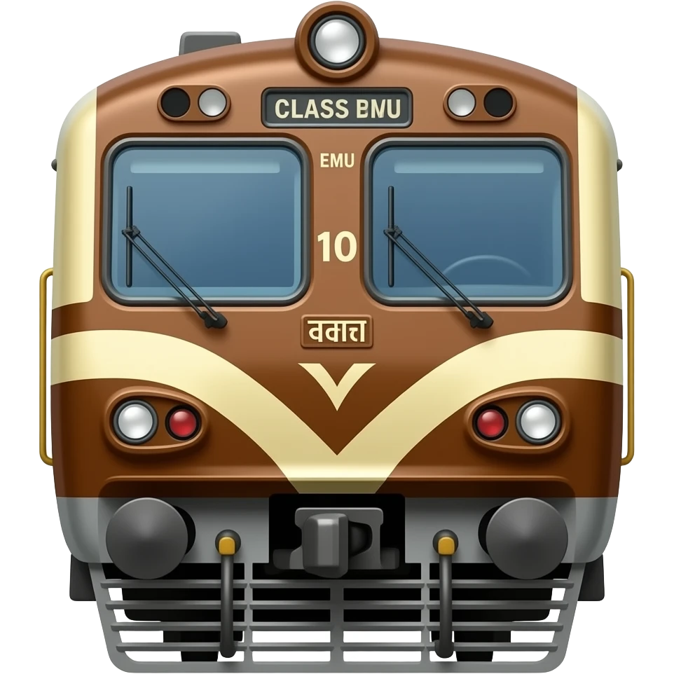 mumbai cst classic emu suburban local train brown and cream face indian railways emoji