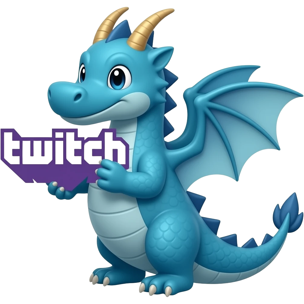 Blue dragon holding twitch logo emoji