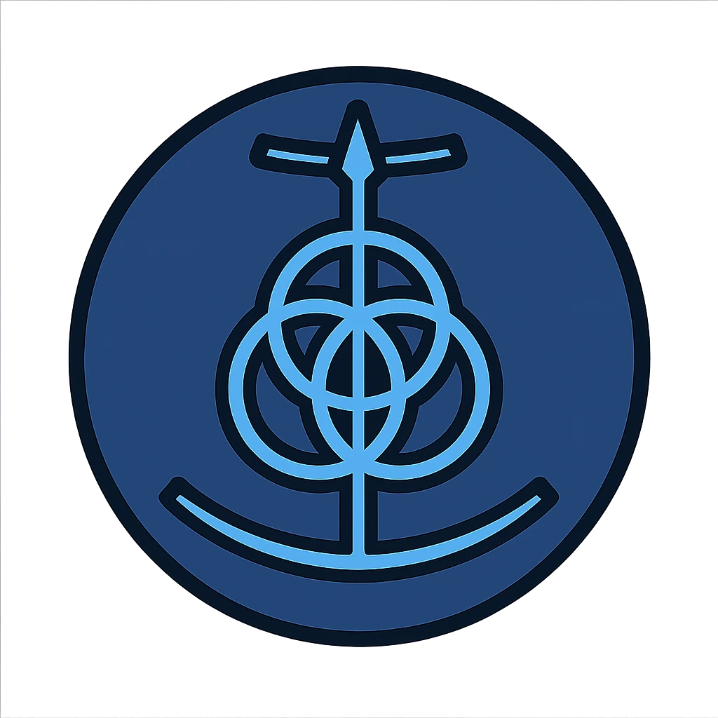 Edit the images to show a blue circle with the Elden Ring logo inside. Use a very simple flat color clip art style. The background should be the darkest blue from the palette, and the logo should be the lightest blue from the palette replacing the original yellow. The style is minimal with no text and a transparent background. emoji