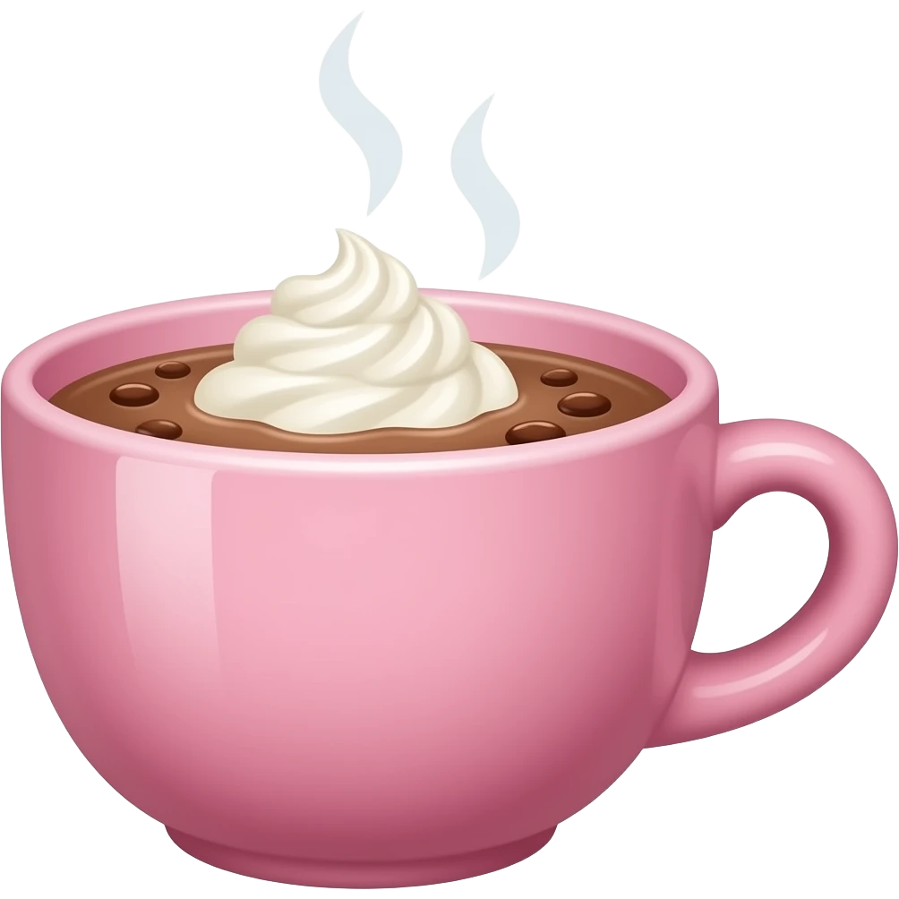 A hot chocolat aesthetic the cup are pink emoji