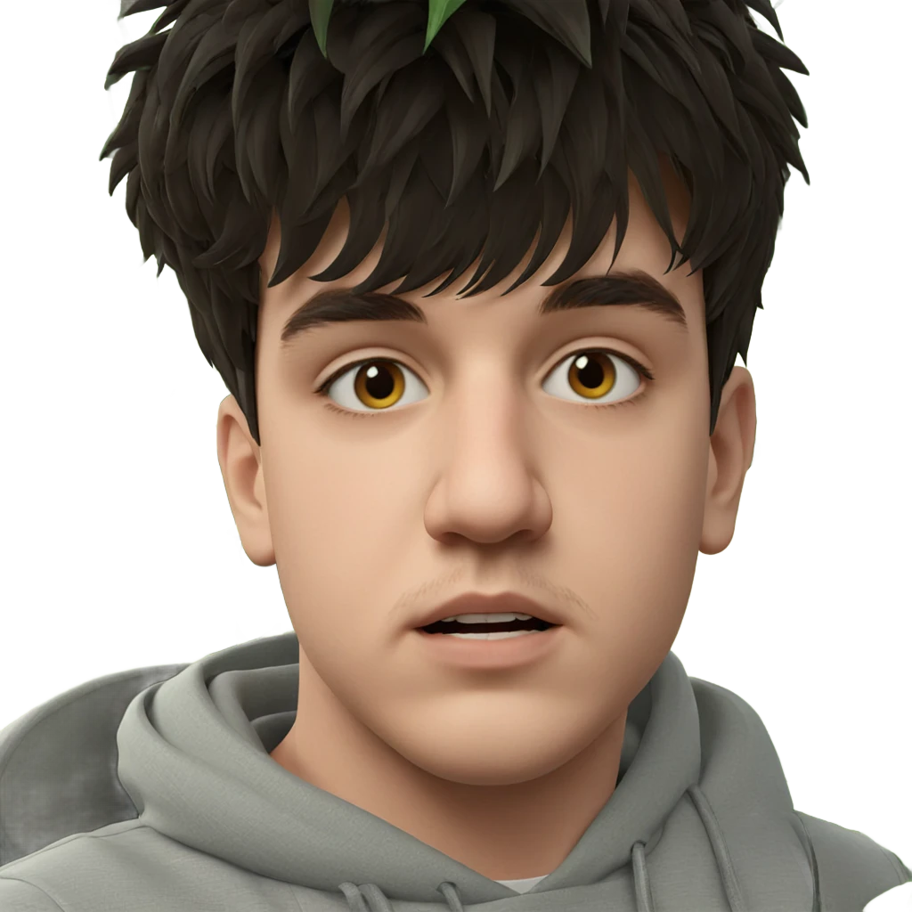 boy surrounded by greenery emoji