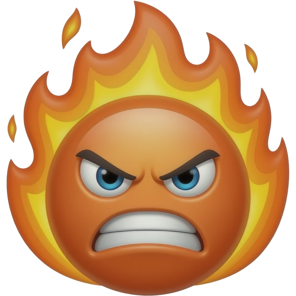Make a angry emoji with fire theme theme use normal emojis emoji