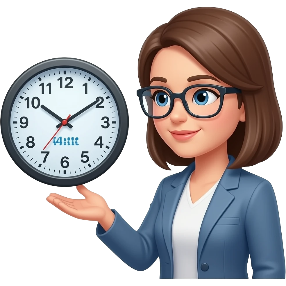 Techologist woman look on 14:00 (direction) emoji