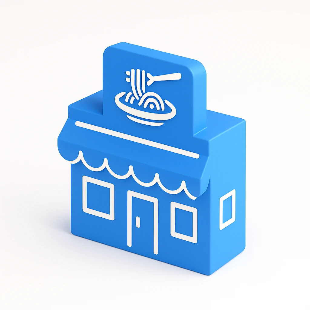 A simple 3D pasta restaurant, minimalist design, clean lines, no additional details emoji