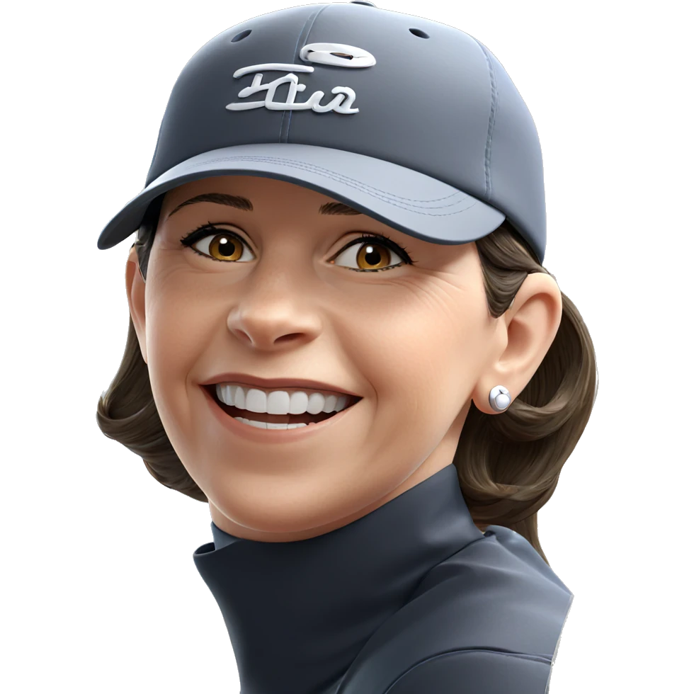 smiling girl in baseball cap emoji