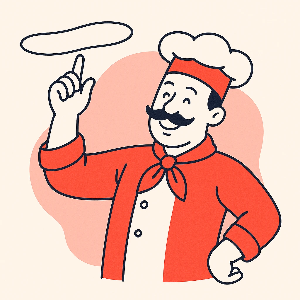 smiling Italian chef spinning pizza dough emoji