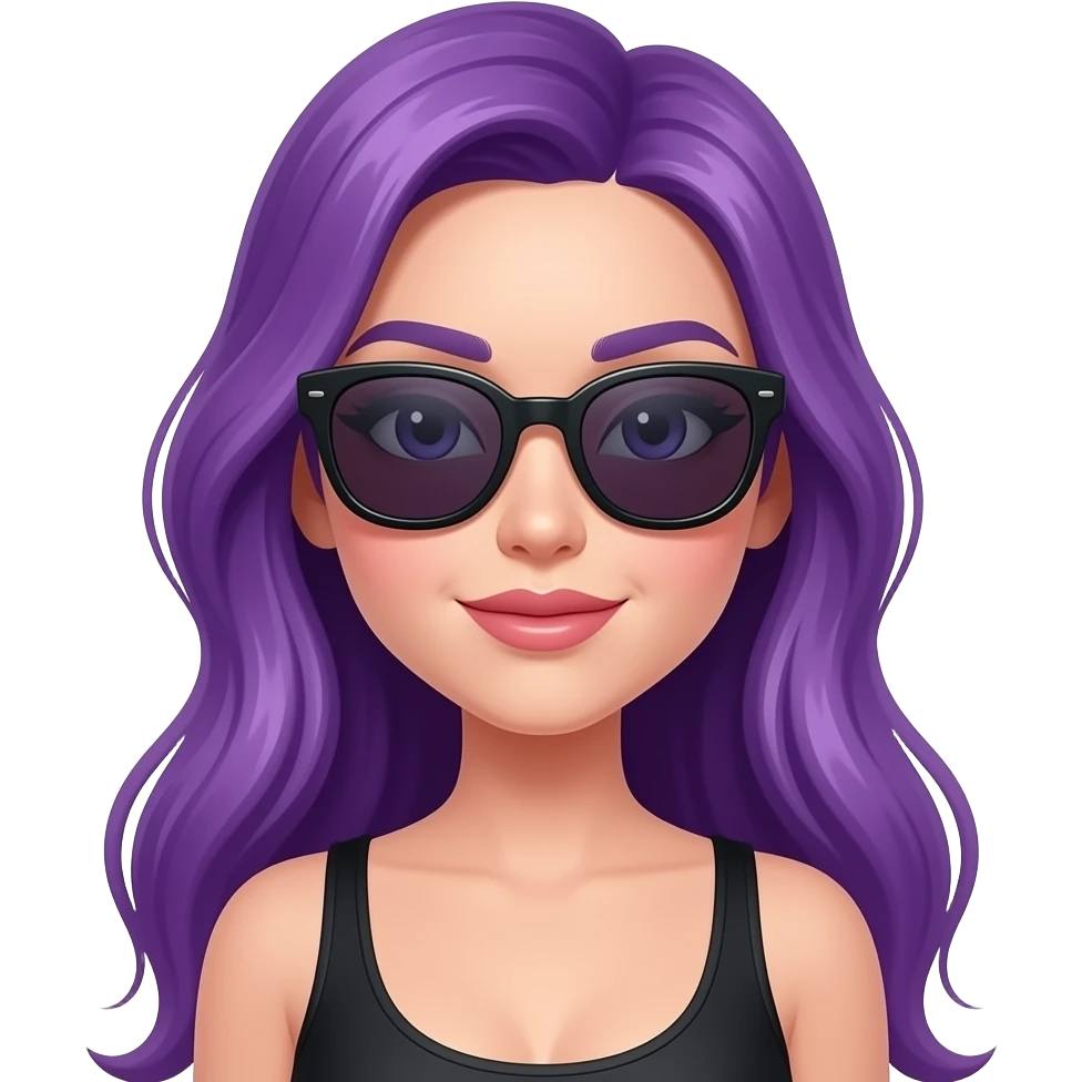 sexy girl with long purple hair with sun glasses emoji