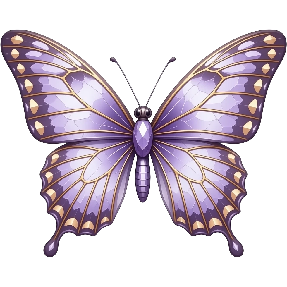 Detailed Cracked Violet crystal butterfly with rose gold trimmings emoji