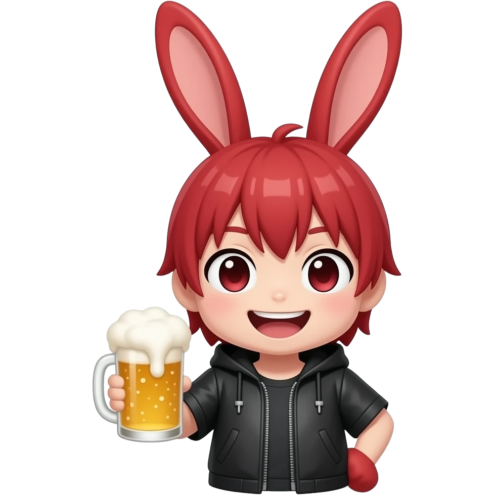 Pochita de chansaw man bois une bière emoji