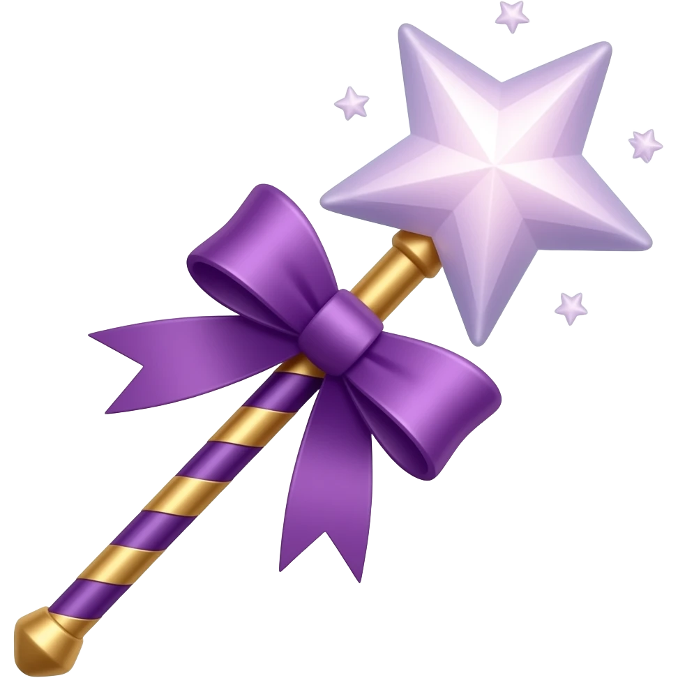 Purple ribboned magic wand emoji