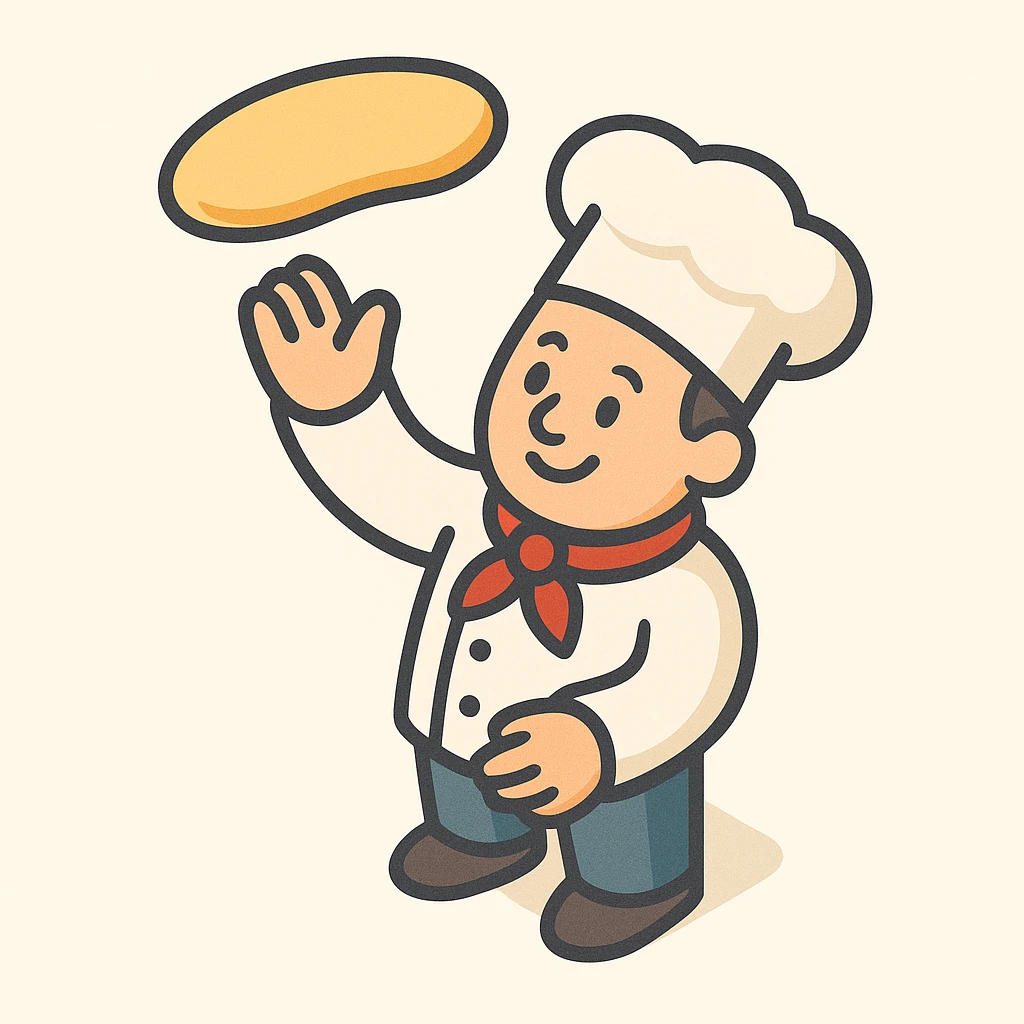 smiling Italian chef spinning pizza dough emoji