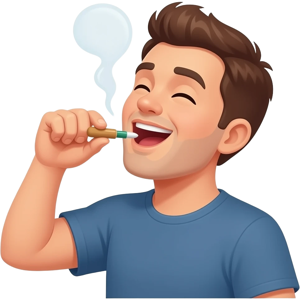 Person enjoying getting high on drugs emoji