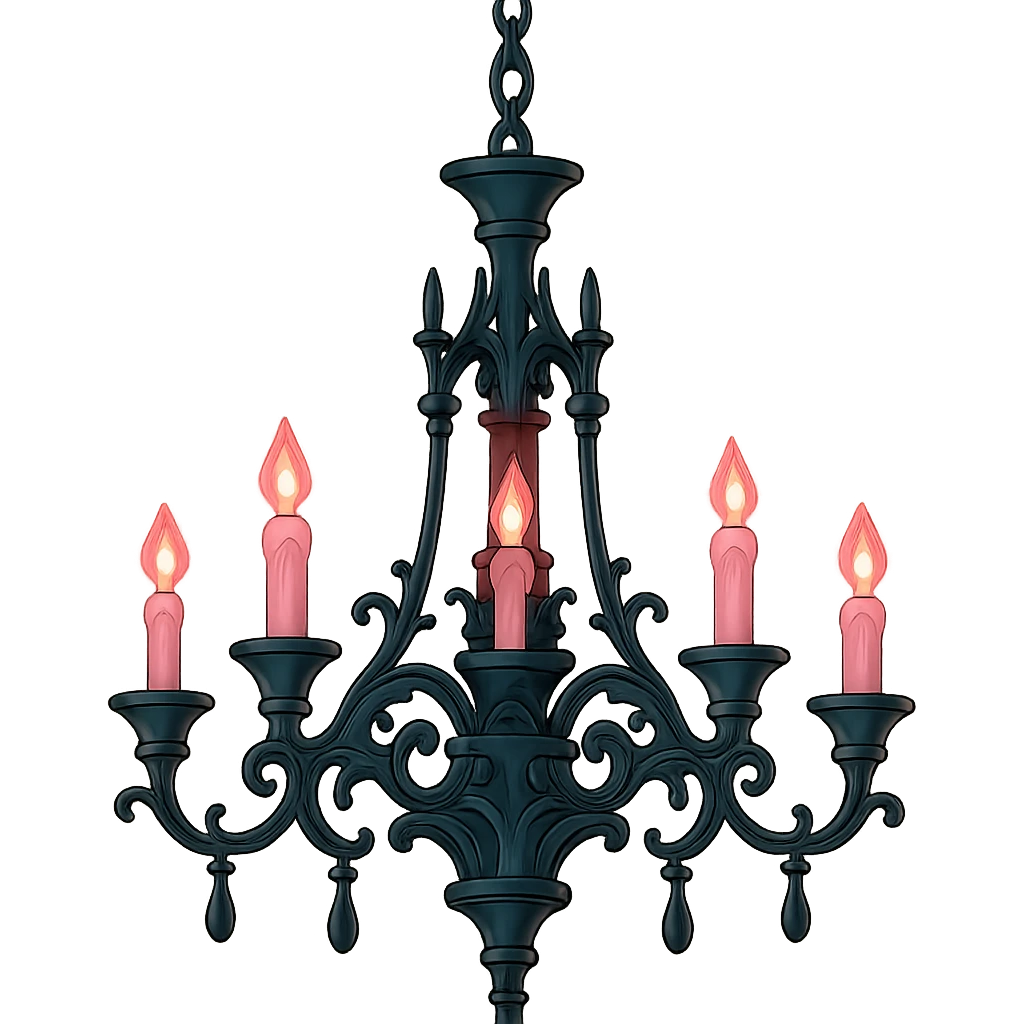 gothic chandelier, black and pink colors emoji