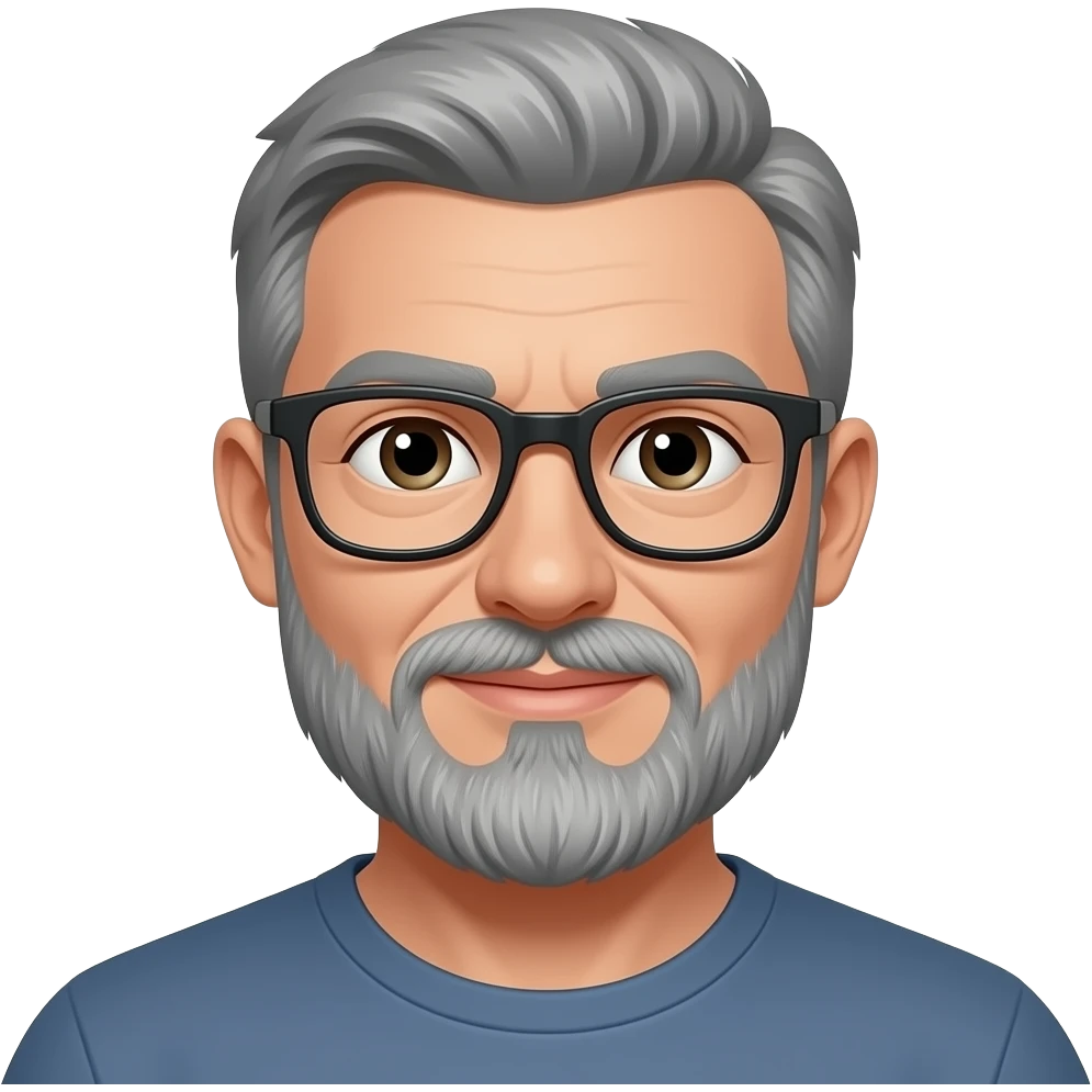 🥸 but with short gray beard, glasses emoji