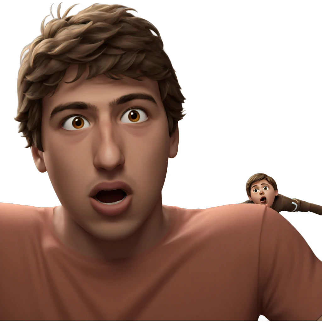 brown haired boy in shock emoji