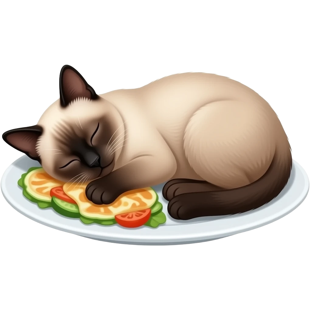 Siamese Cat sleeping on food emoji