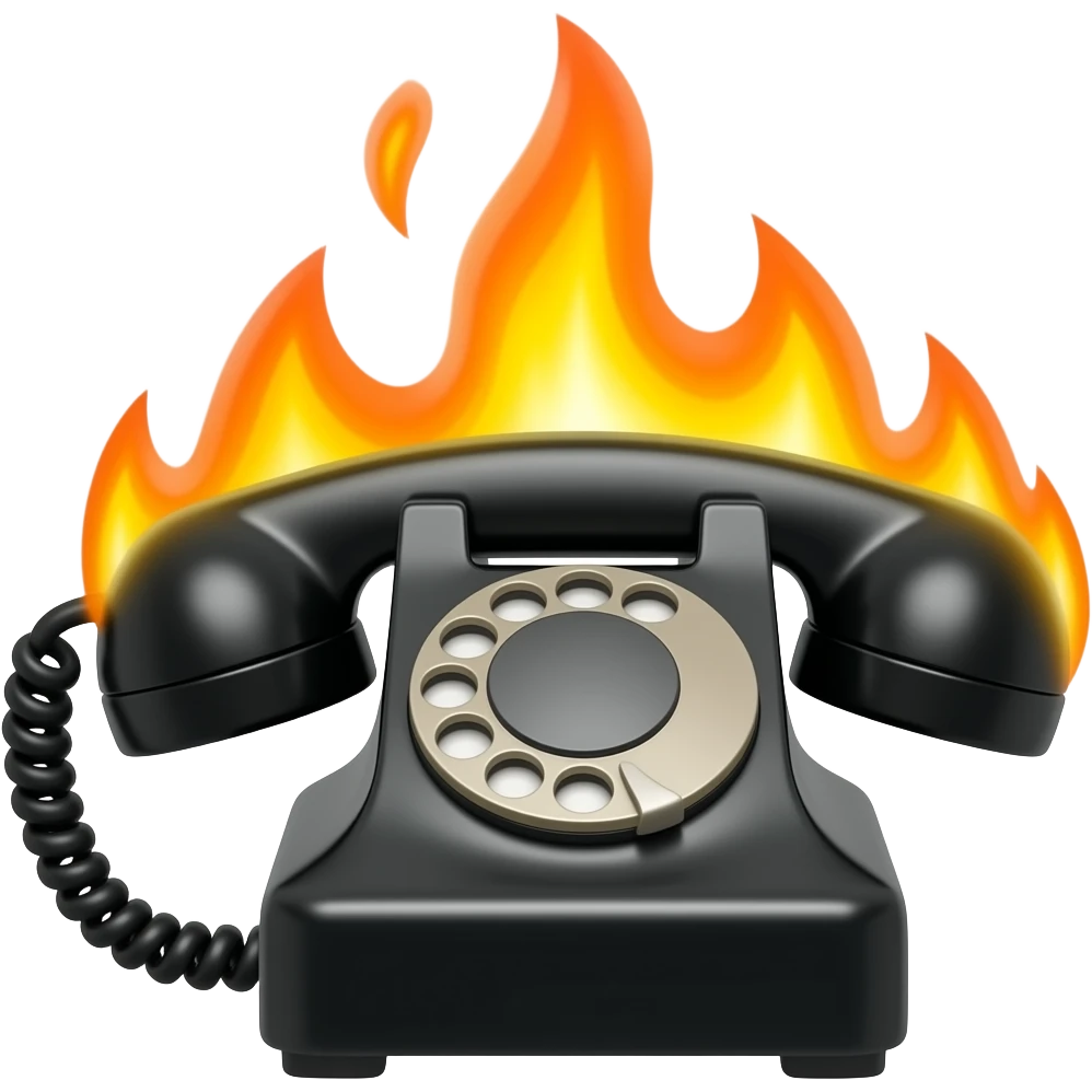 Classic Telephone on fire, only the phone part though, not the dialer part emoji