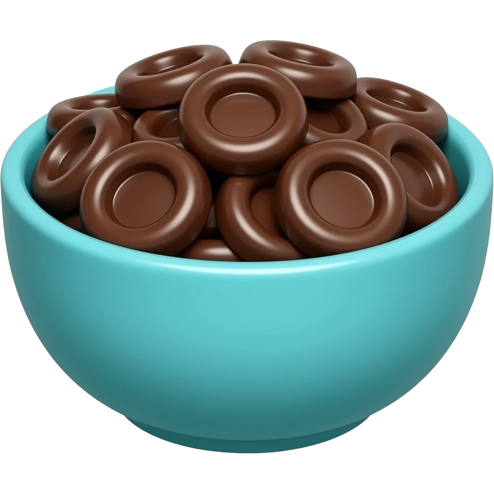 super realistic teal bowl with chocolate circles emoji