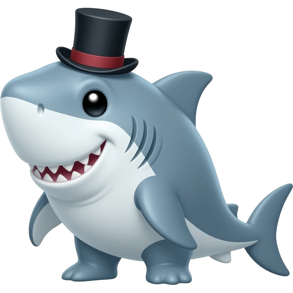 Shark with a top hat emoji