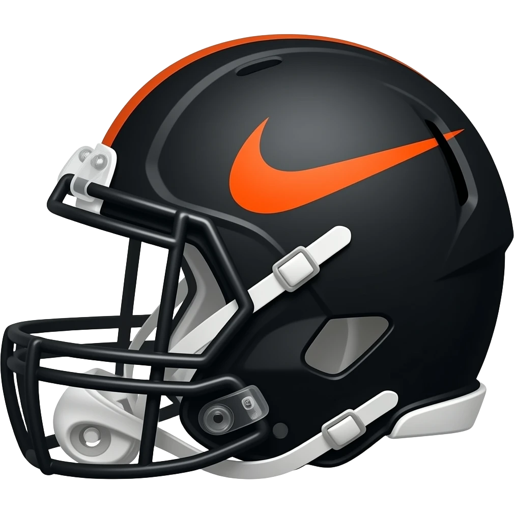 Nike football black helmet orange logo on side front view emoji