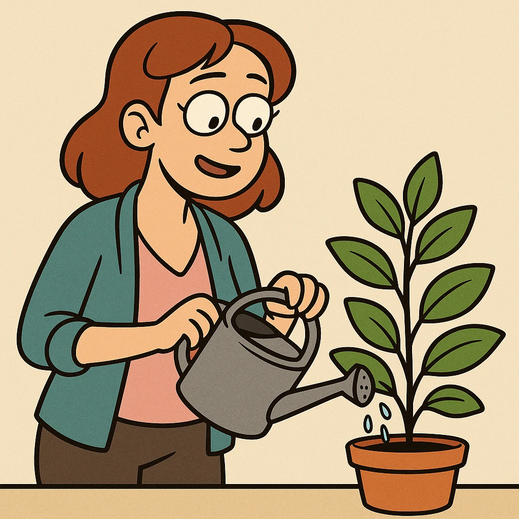 woman watering a plant emoji