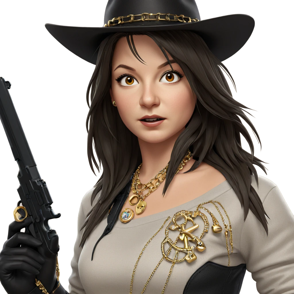 girl with gun and jewelry emoji