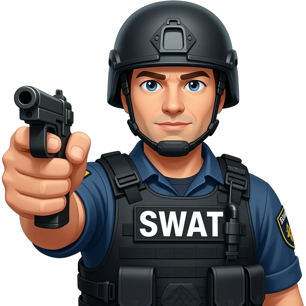 A swat guy that is ponting emoji