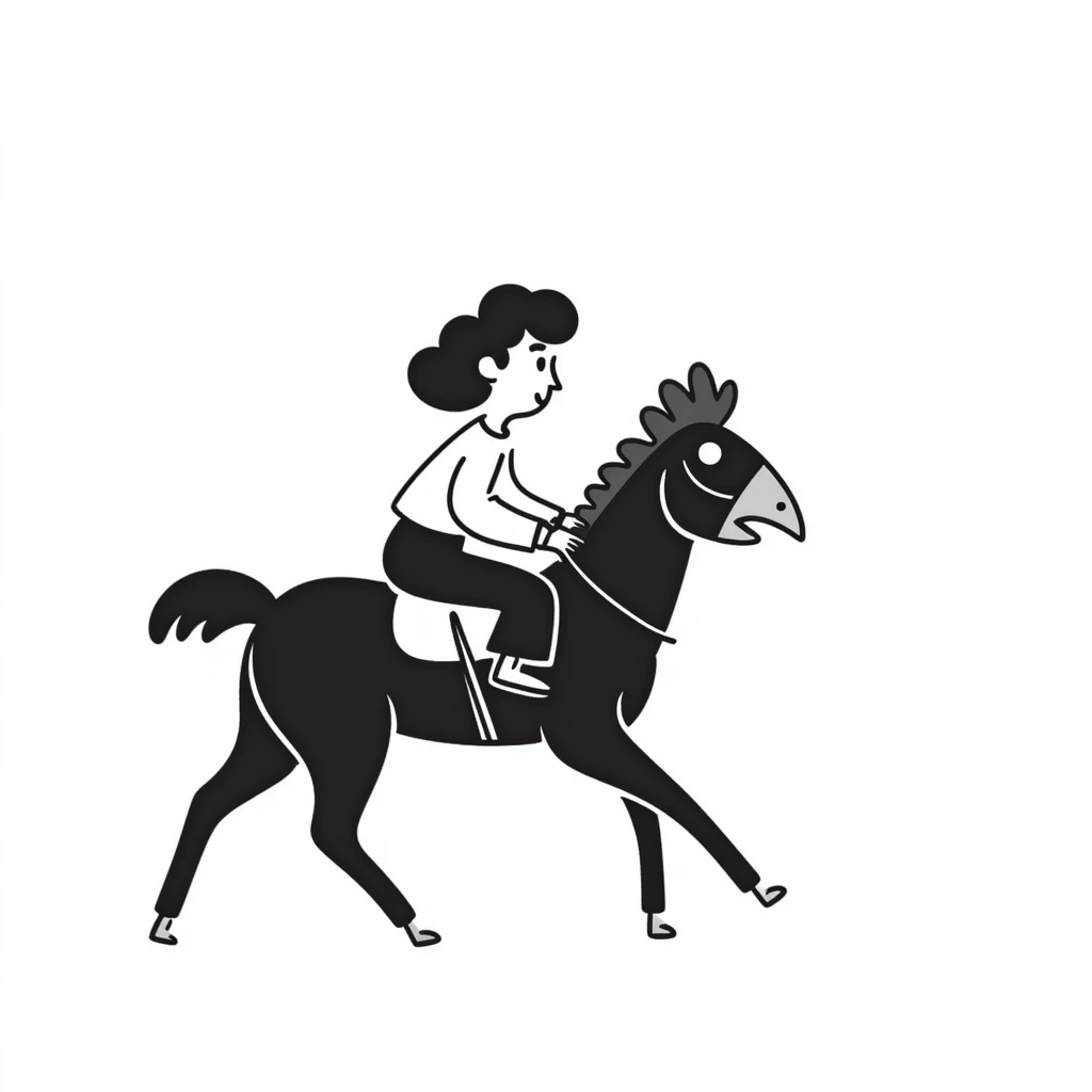 hilarious chicken jockey meme, person riding giant chicken like a jockey, comical, silly internet meme emoji
