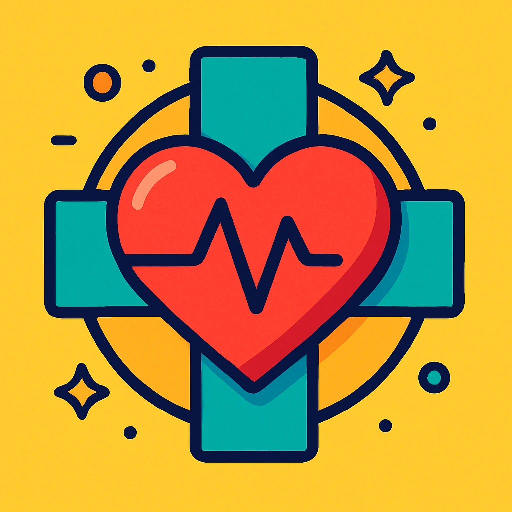 health symbol, vibrant cartoon style emoji