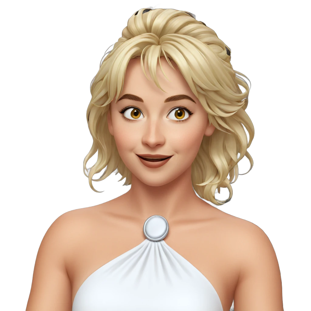 smiling girl in white dress emoji