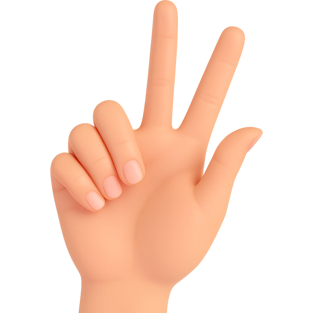Change the hand color to a light beige skin tone, keep the back of the hand visible, only ring and index fingers raised, middle finger bent, no background, style consistent with the original image. emoji