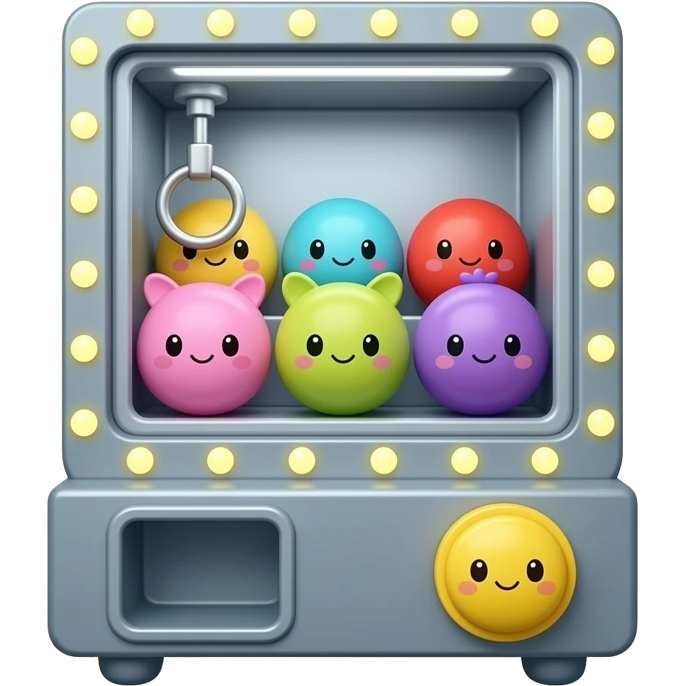 Can you draw me a gacha machine. I hope there are about 5 colorful gacha inside. emoji