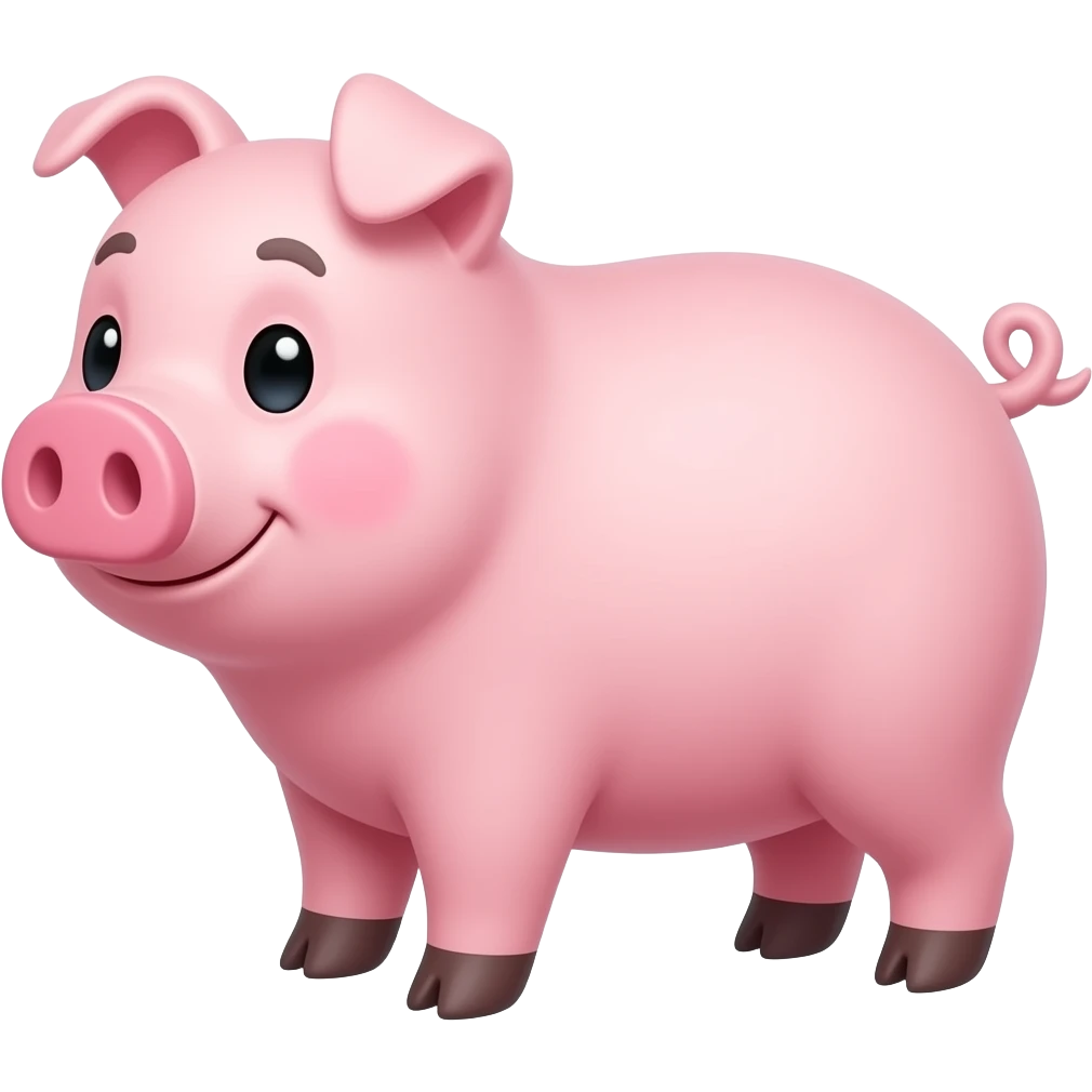 Cartoon 2d pink pig emoji