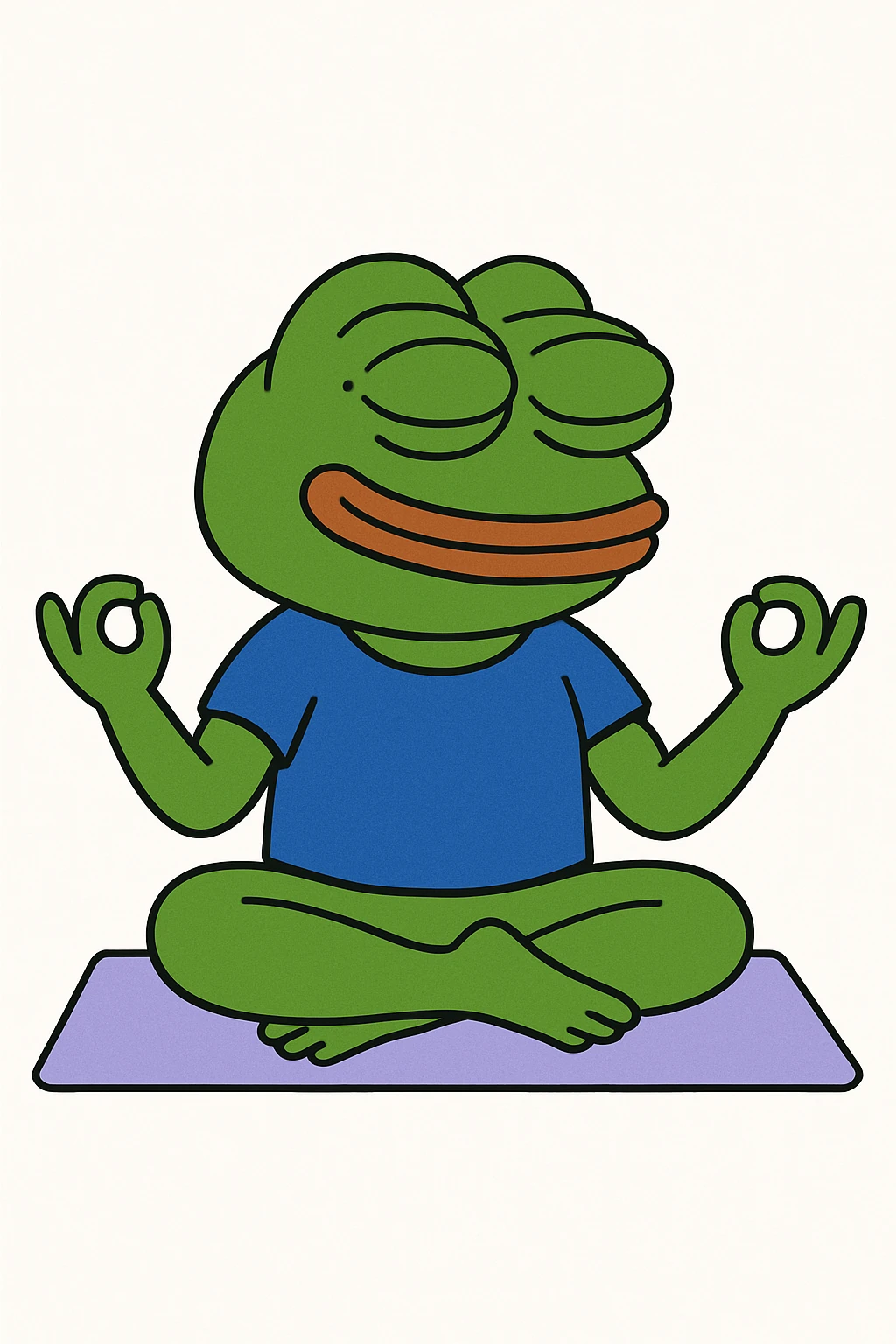 create a pepe doing yoga, white background emoji