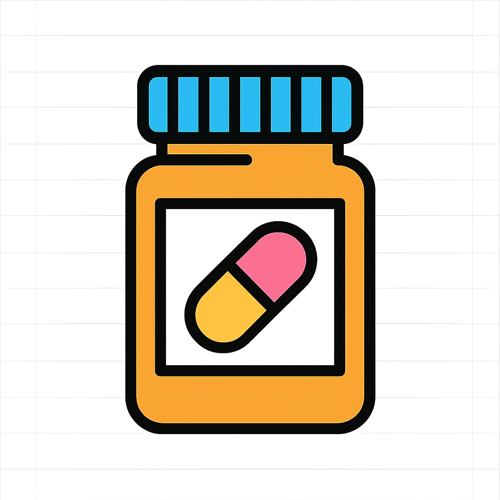pill bottle icon, minimal, clean lines, modern icon style emoji