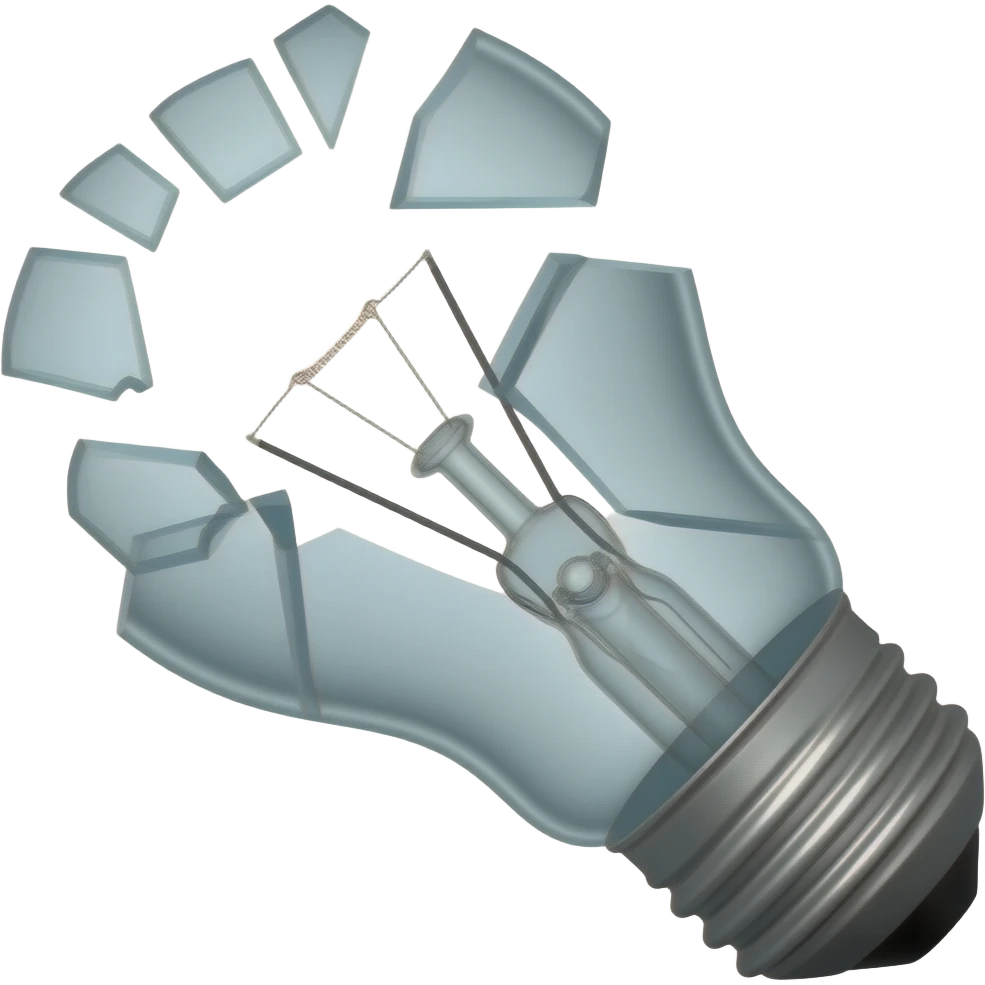 broken lightbulb, no light emoji