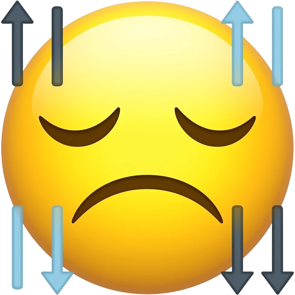 a yellow smiley face with closed eyes, an evident upset smile, and motion lines indicating upward/downward movement on the left and right, two each side. VERTICAL LINES emoji