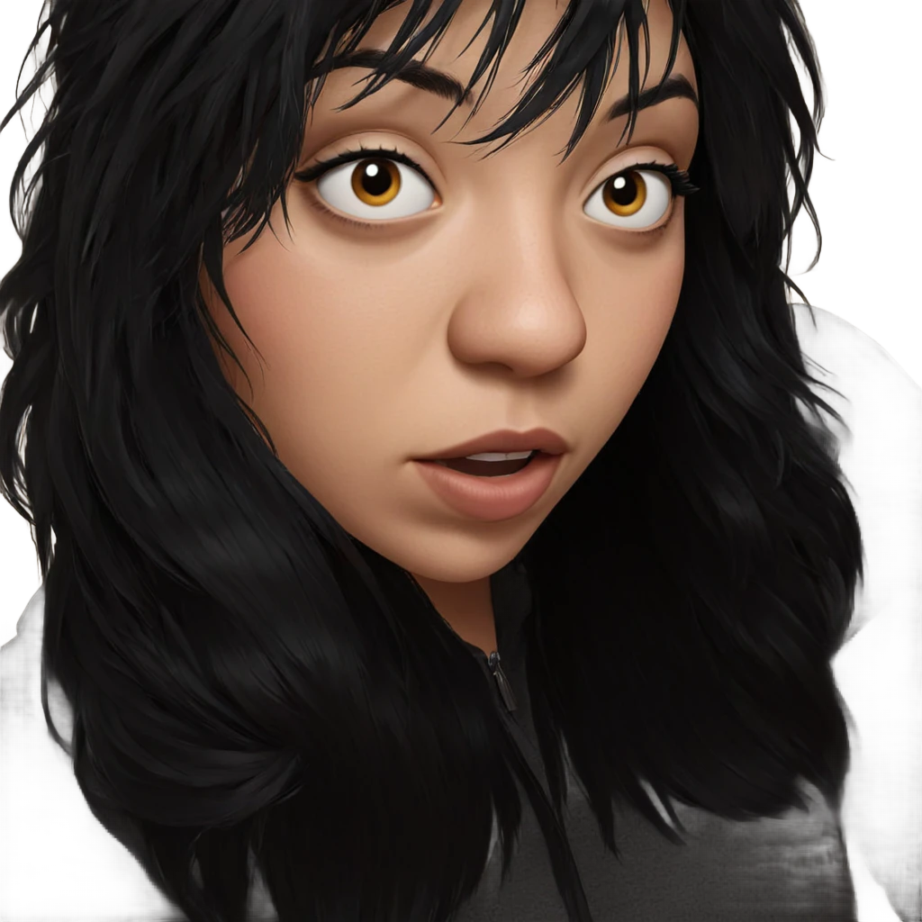 girl with black hair posing emoji