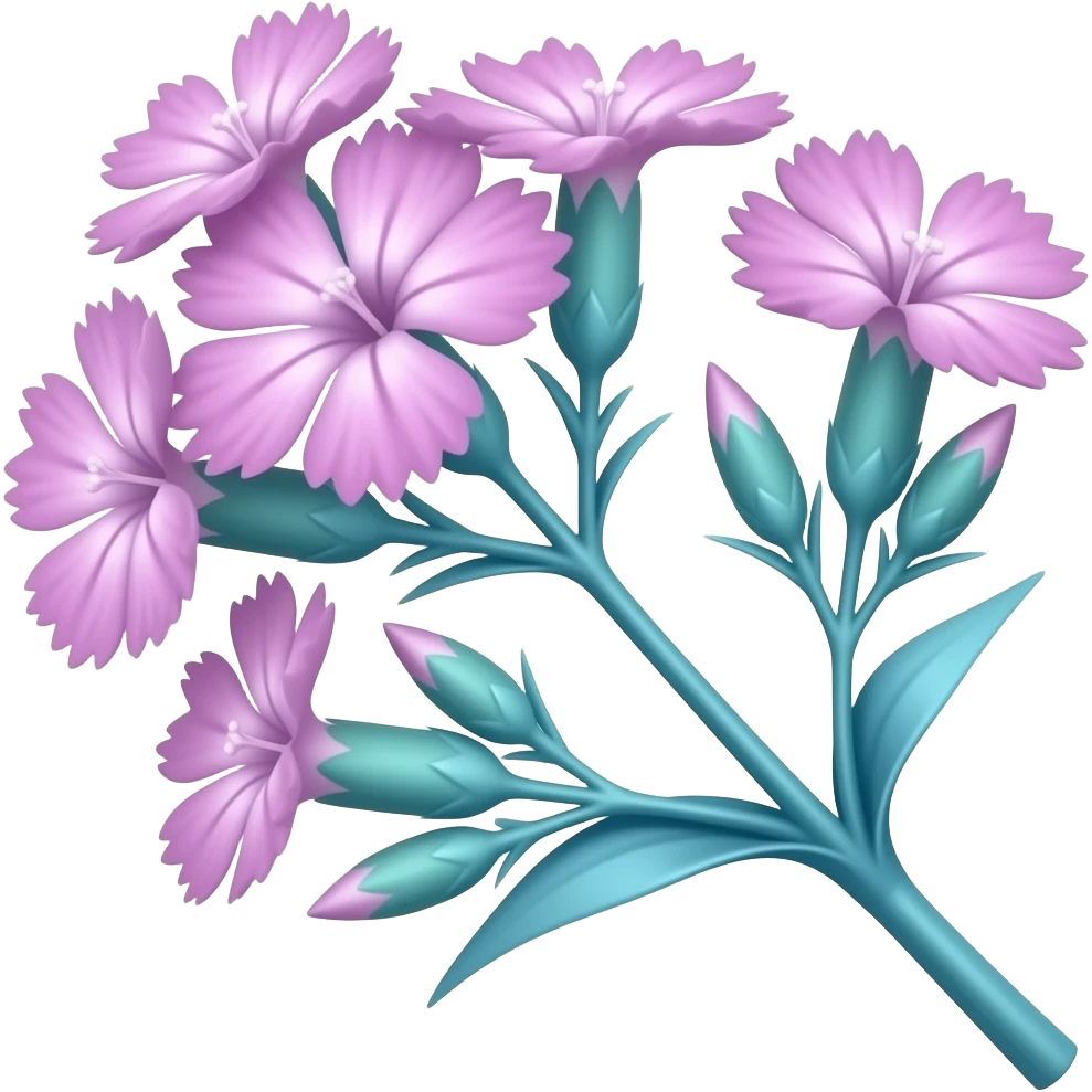 Blue tree branch twig with flowers Dianthus emoji