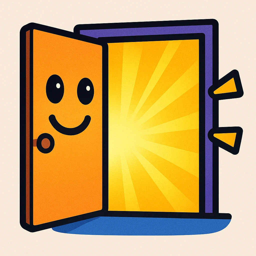 An open door with light inside, emoji style emoji