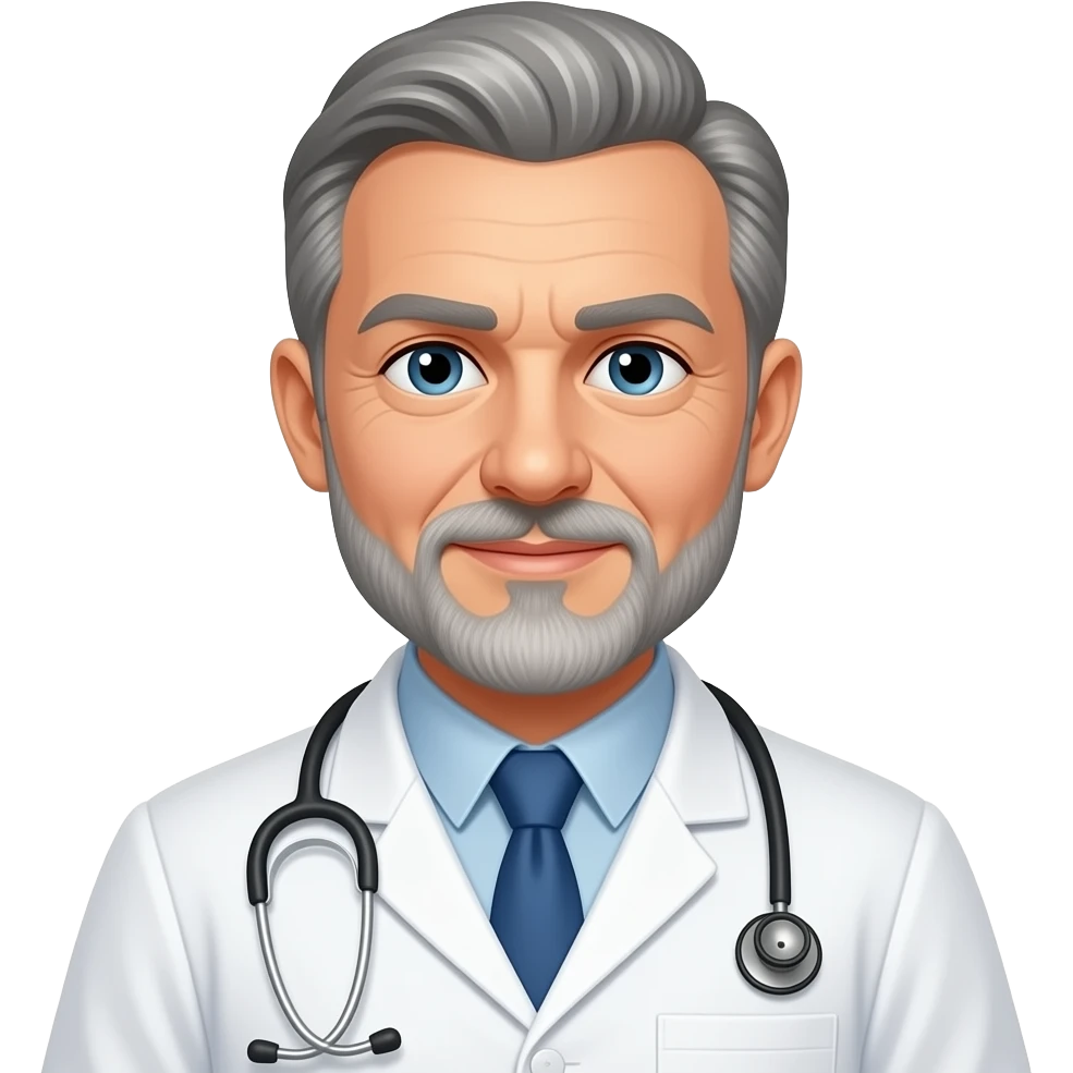 balding grey haired doctor with grey goatee emoji