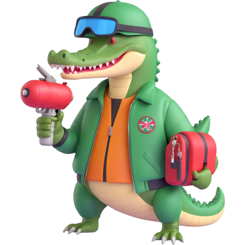 A crocodile as a bombardier emoji